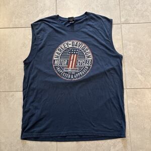 Harley Davidson Tank Shirt Size 4XL Mens Sleeveless Colonial Blue Motorcycle